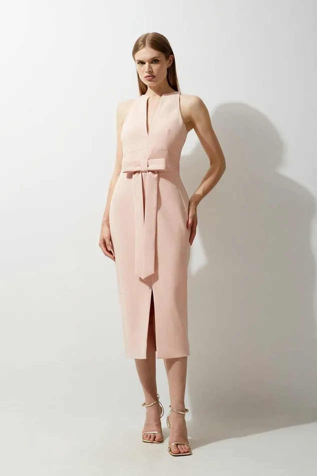 Dresses Women Karen Millen Tailored Bow Detail Midaxi Dress Blush