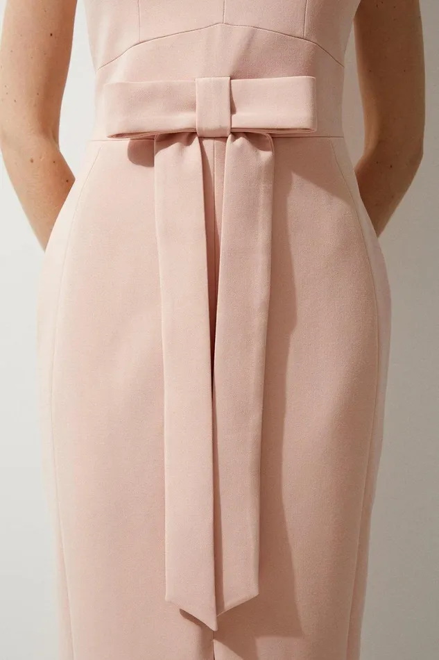 Dresses Women Karen Millen Tailored Bow Detail Midaxi Dress Blush
