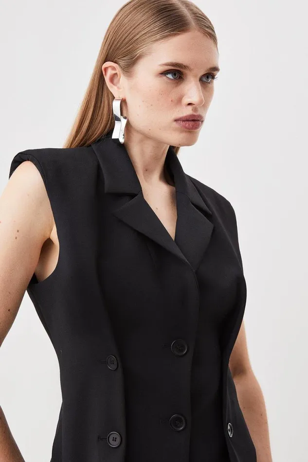 Dresses Women Karen Millen Tailored Compact Stretch Full Skirt Blazer Dress Green