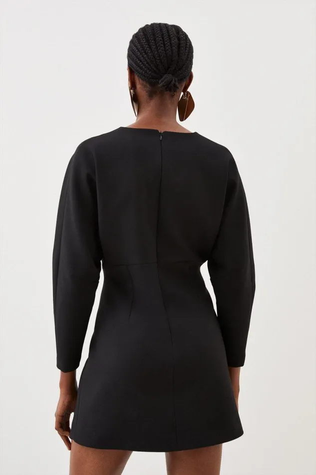 Dresses Women Karen Millen Tailored Compact Stretch Rounded Sleeve Mini Dress Black
