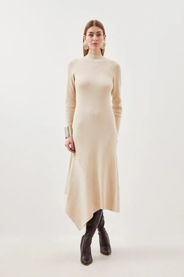 Dresses Women Karen Millen Viscose Blend Rib Knit Midaxi Dress Natural
