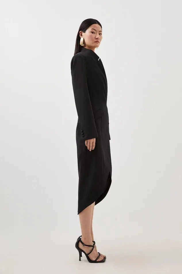 Dresses Women Karen Millen Wool Blend Tailored Pocket Detail Tuxedo Coat Black