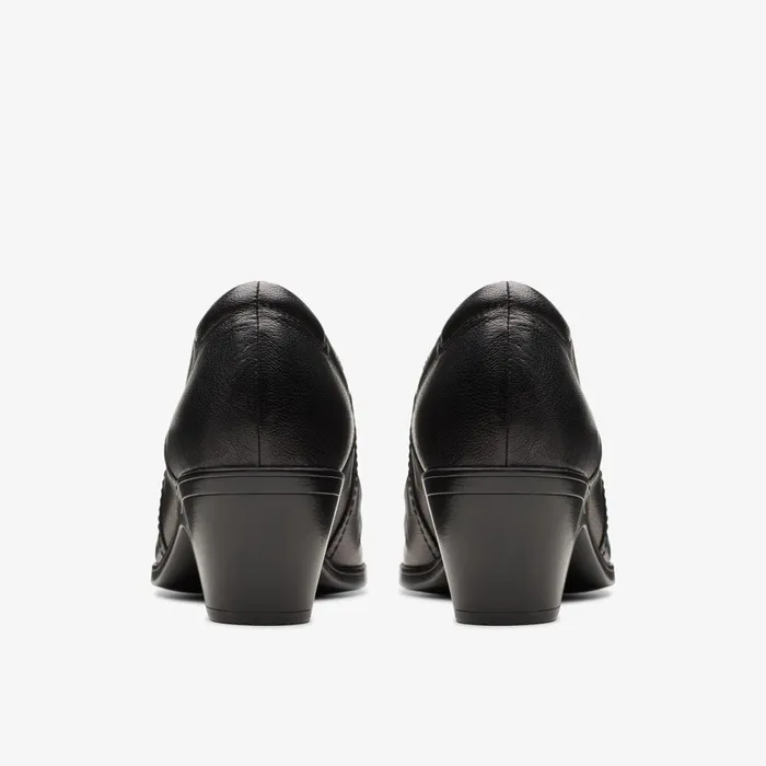 Emily 2 Cove Black Leather Women Clarks Heels and Pumps