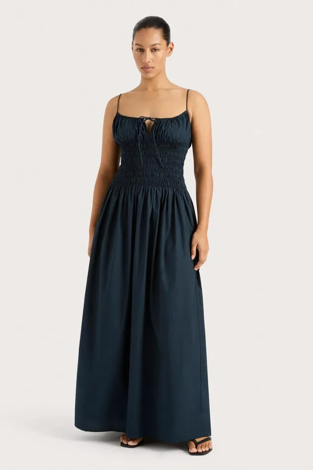 Faithfull The Brand Dresses Claude Midi Dress Navy 8211 Women