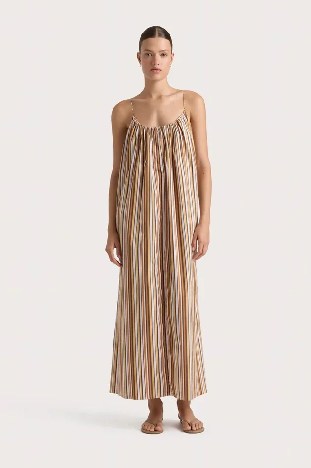 Faithfull The Brand Dresses En Vau Maxi Dress Terracotta Stripe 8211 Women