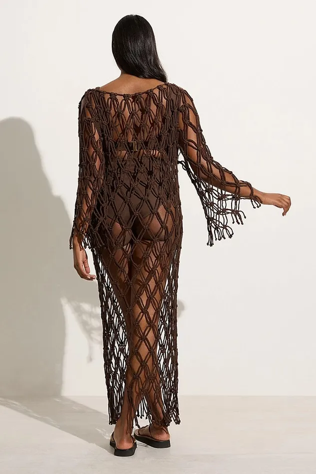 Faithfull The Brand Dresses Sintra Macrame Dress Chocolate 8211 Final Sale 8211 Women