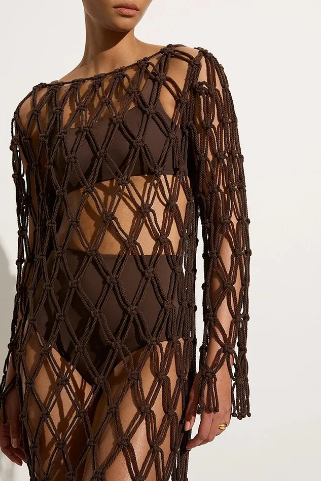 Faithfull The Brand Dresses Sintra Macrame Dress Chocolate 8211 Final Sale 8211 Women