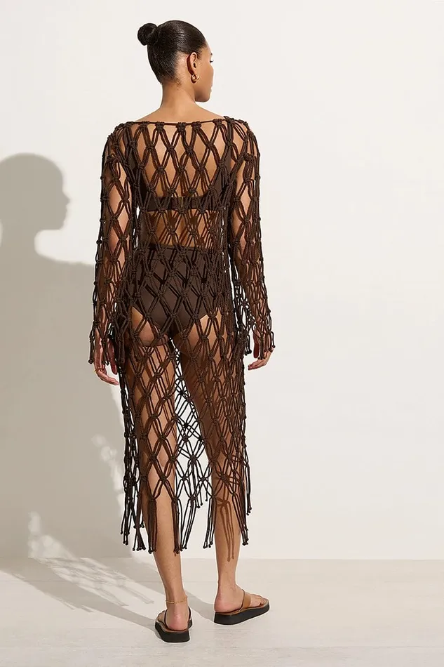Faithfull The Brand Dresses Sintra Macrame Dress Chocolate 8211 Final Sale 8211 Women