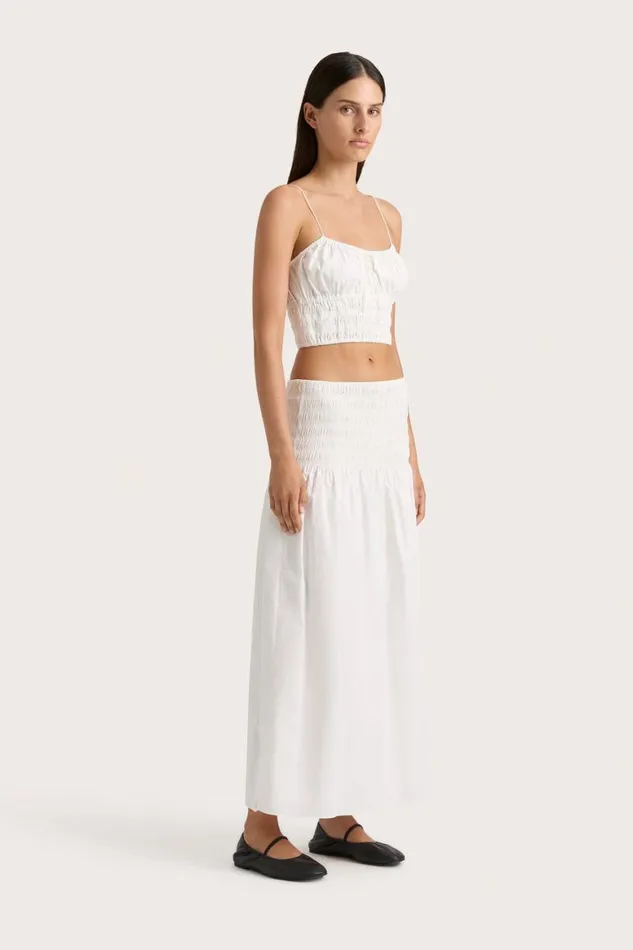 Faithfull The Brand Skirts and Shorts Baia Midi Skirt White 8211 Women Faithfull The Brand Skirts and Shorts Baia Midi Skirt White 8211 Women
