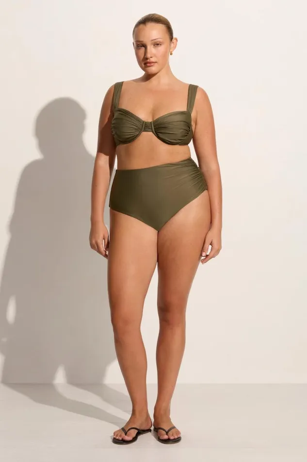 Faithfull The Brand Swim Bianca Bikini Bottoms Khaki 8211 Final Sale 8211 Women