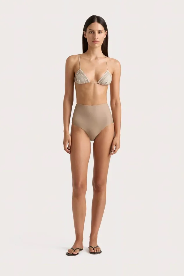 Faithfull The Brand Swim Elea Bikini Top Futura Stripe Taupe 8211 Women