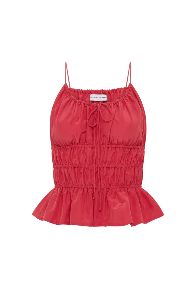Faithfull The Brand Tops Casale Top Crimson 8211 Final Sale 8211 Women Faithfull The Brand Tops Casale Top Crimson 8211 Final Sale 8211 Women