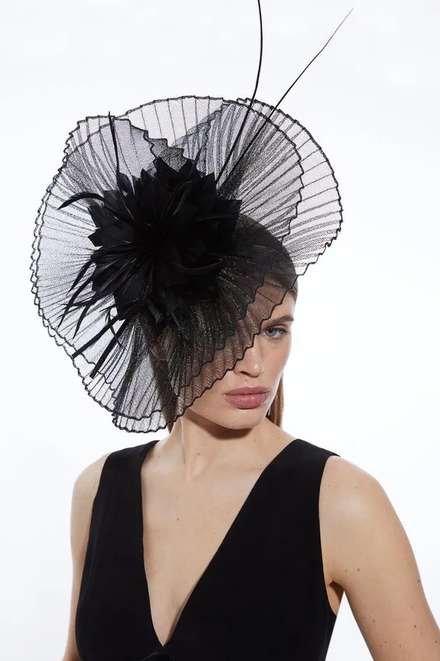 Fascinators Women Karen Millen Mesh Detail Fascinator Black