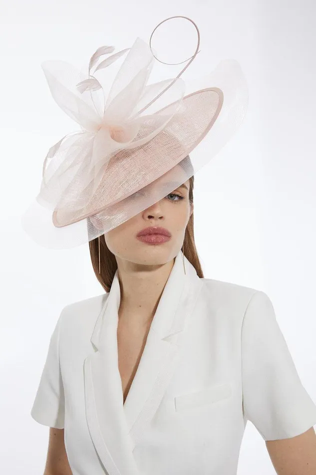 Fascinators Women Karen Millen Veiled Feather Detail Fascinator Blush