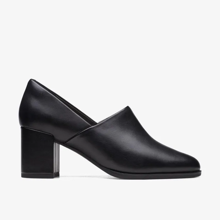 Freva 55 Lily Black Leather Women Clarks Heels and Pumps