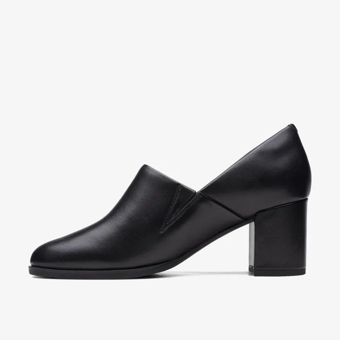 Freva 55 Lily Black Leather Women Clarks Heels and Pumps