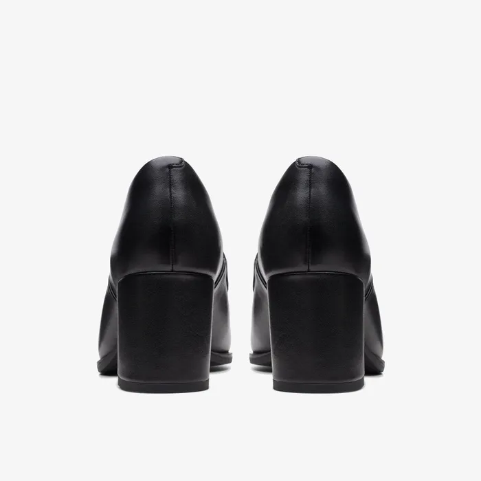 Freva 55 Lily Black Leather Women Clarks Heels and Pumps