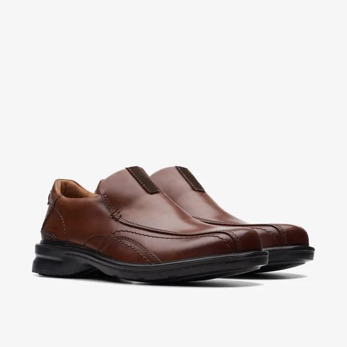 Gessler Step Dark Tan Leather Men Clarks Casual Dress Shoes
