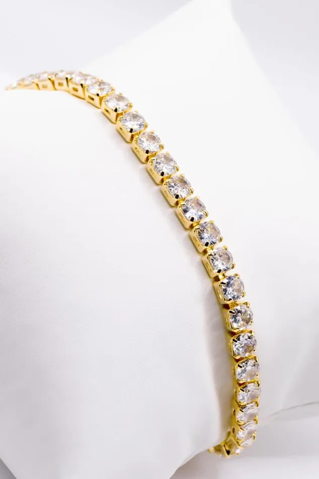 Gold Diamante Tennis Bracelet Women Roman Jewellery