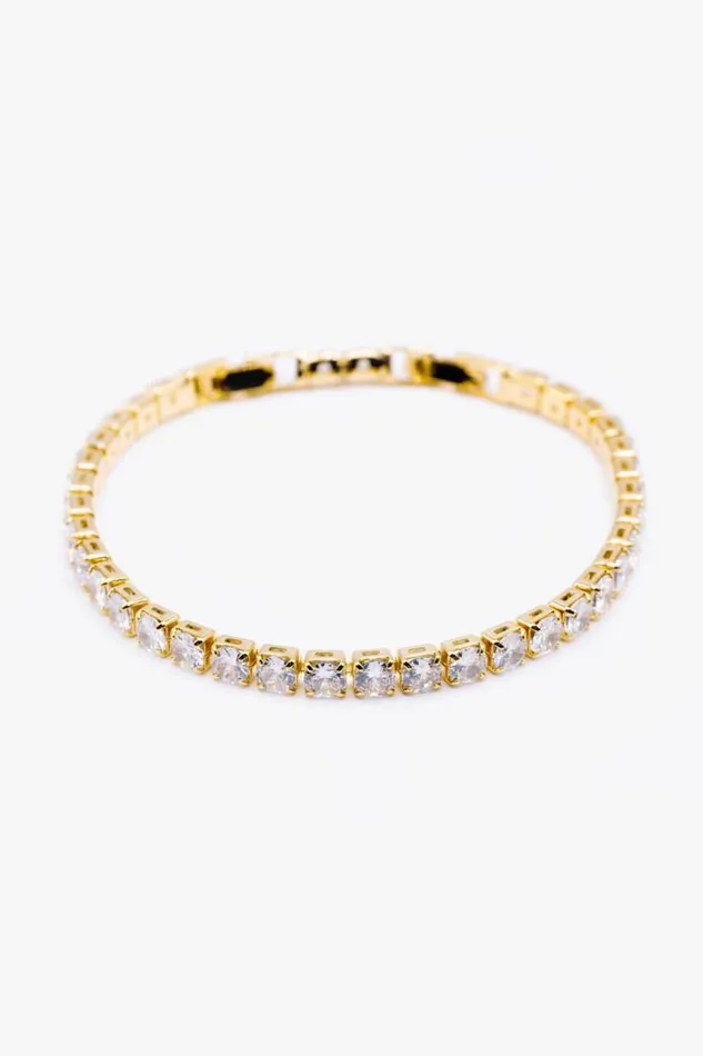 Gold Diamante Tennis Bracelet Women Roman Jewellery