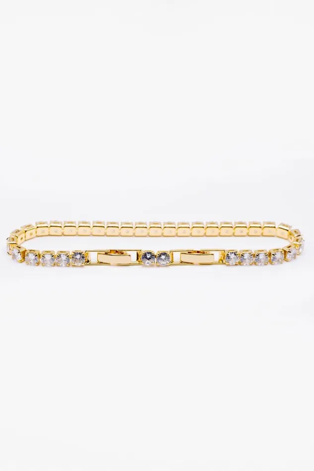 Gold Diamante Tennis Bracelet Women Roman Jewellery