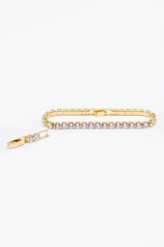 Gold Diamante Tennis Bracelet Women Roman Jewellery