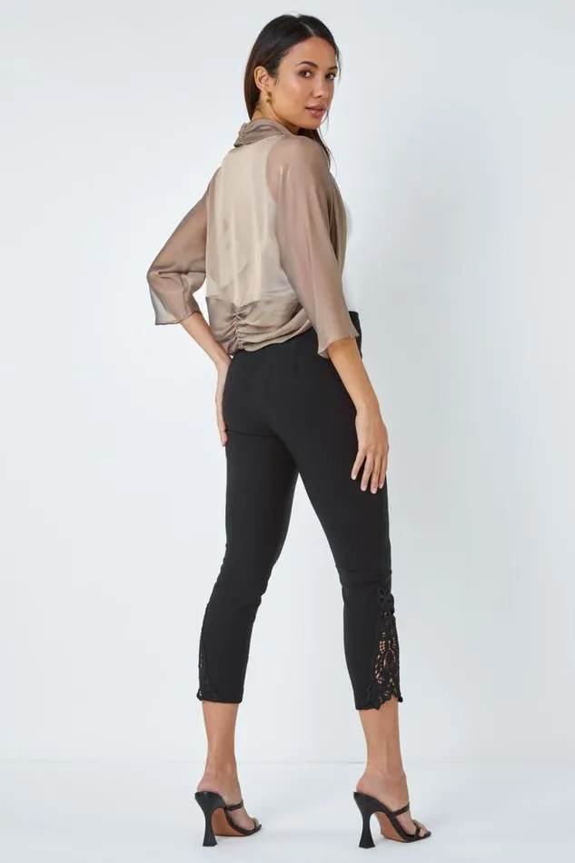 Gold Ruched Hem Chiffon Bolero Women Roman Tops