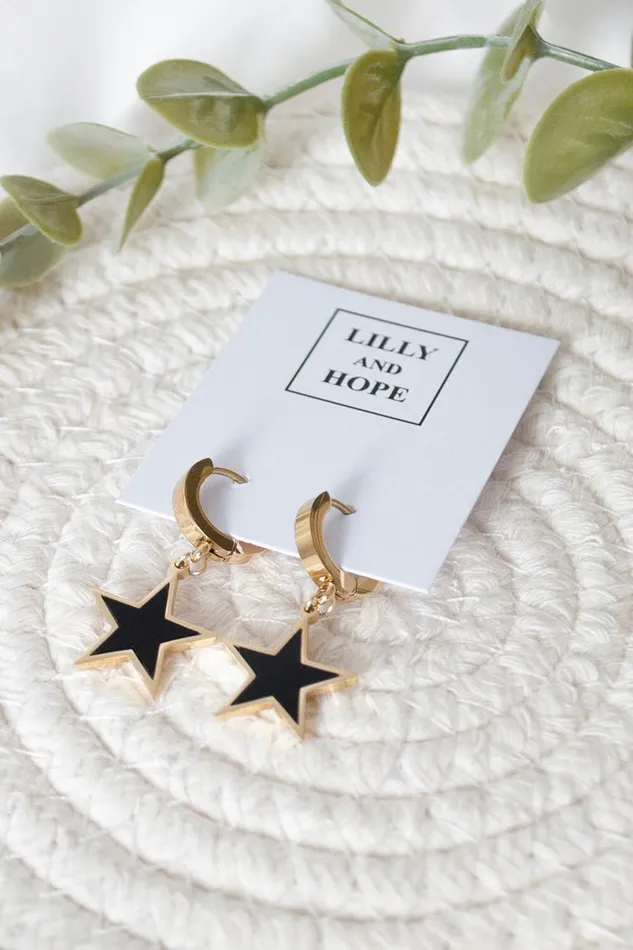 Gold Star Drop Earring Women Roman Jewellery