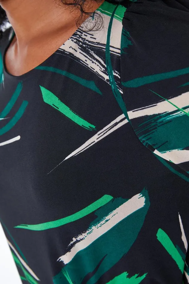 Green Petite Abstract Tunic Dress Women Roman Dresses