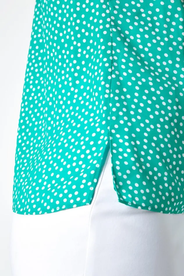 Green Polka Dot Print VNeck Cami Top Women Roman Tops