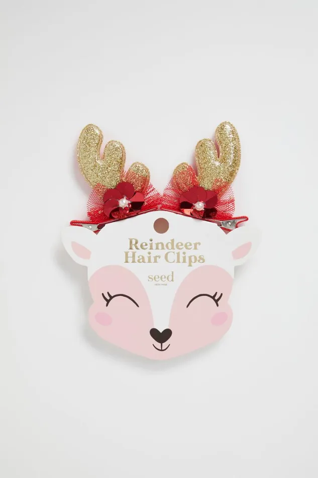 Hair Accessories Girl Seed Heritage Glitter Antler Duck Clip Pack Multi