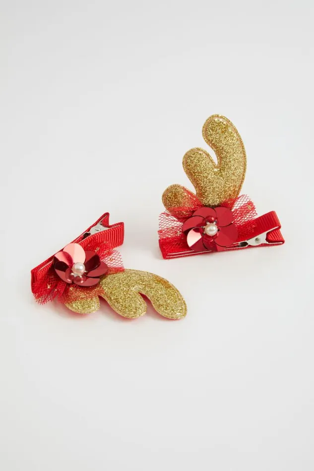 Hair Accessories Girl Seed Heritage Glitter Antler Duck Clip Pack Multi