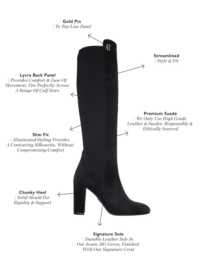 Holland Cooper Albany Heeled Boot Black Suede Women Boots Holland Cooper Albany Heeled Boot Black Suede Women Boots
