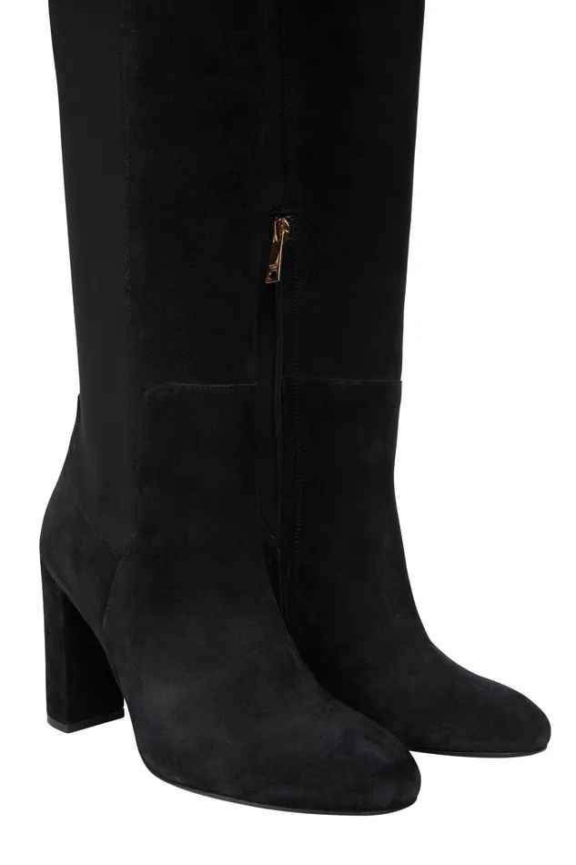 Holland Cooper Albany Heeled Boot Black Suede Women Boots Holland Cooper Albany Heeled Boot Black Suede Women Boots