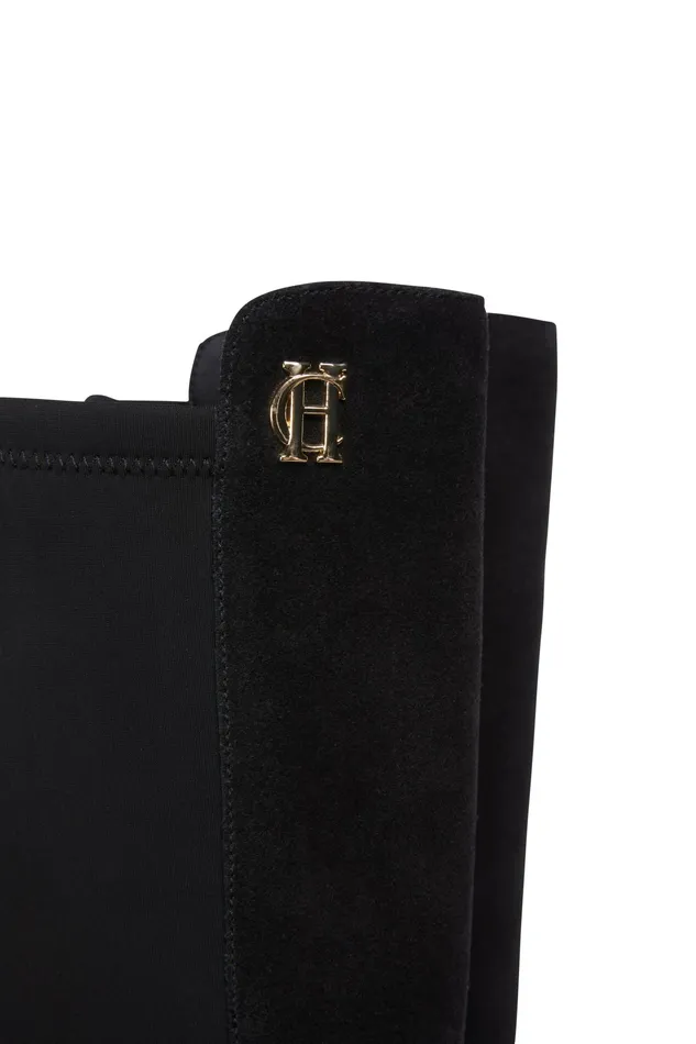 Holland Cooper Albany Heeled Boot Black Suede Women Boots Holland Cooper Albany Heeled Boot Black Suede Women Boots