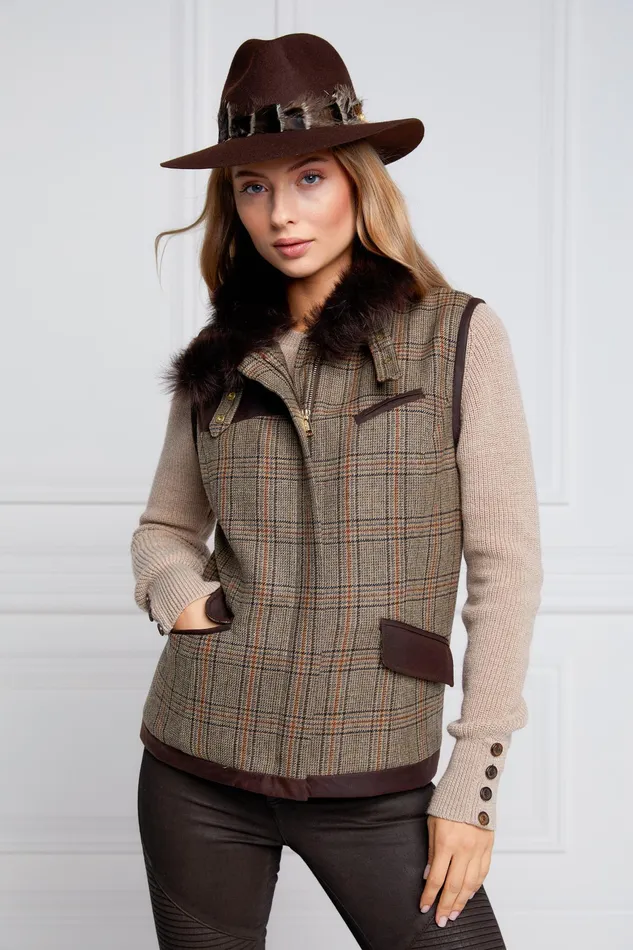 Holland Cooper Aviator Gilet Bourbon Tweed Women Tailoring