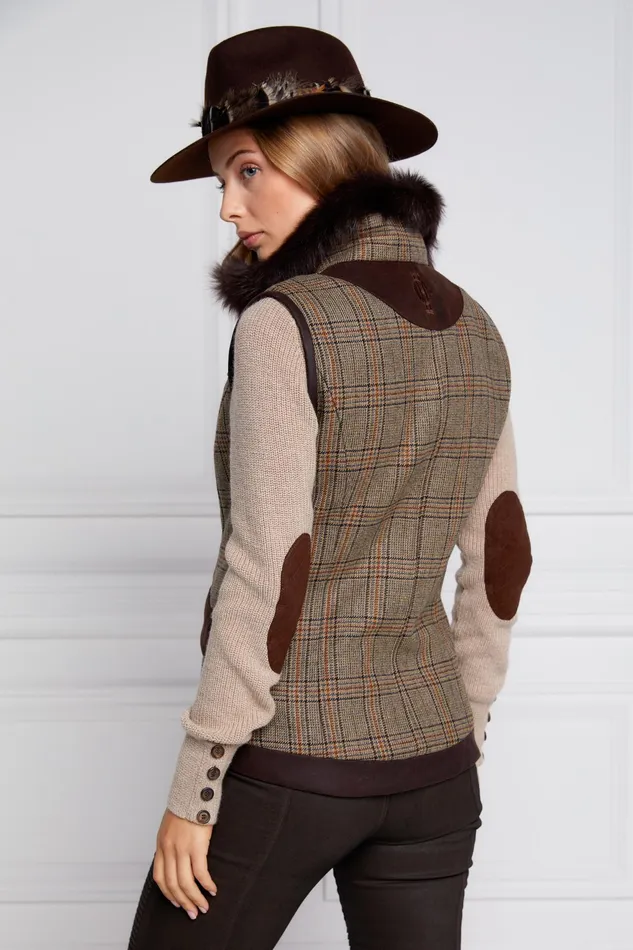 Holland Cooper Aviator Gilet Bourbon Tweed Women Tailoring
