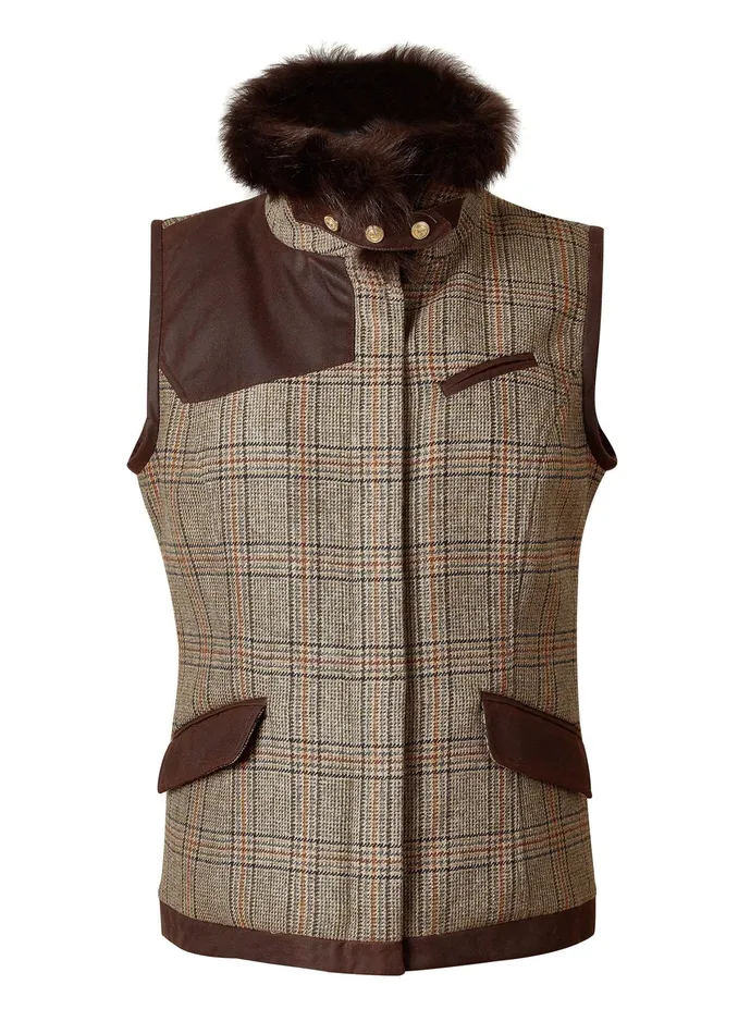 Holland Cooper Aviator Gilet Bourbon Tweed Women Tailoring