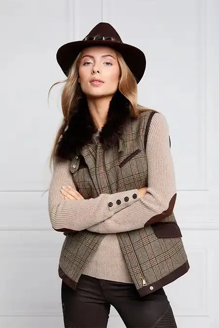 Holland Cooper Aviator Gilet Bourbon Tweed Women Tailoring