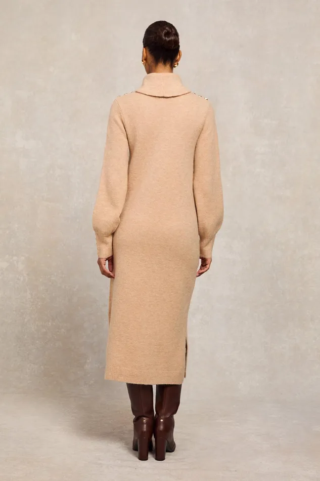 Holland Cooper Berkeley Roll Neck Dress Camel Women Dresses Holland Cooper Berkeley Roll Neck Dress Camel Women Dresses