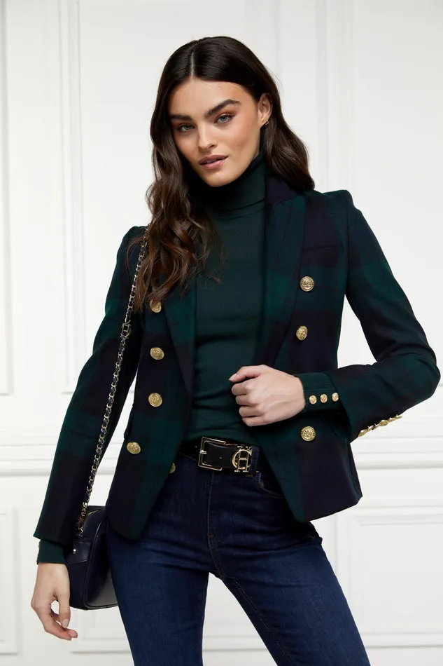 Holland Cooper Buttoned Knit Roll Neck Deep Emerald Women Knitwear Holland Cooper Buttoned Knit Roll Neck Deep Emerald Women Knitwear