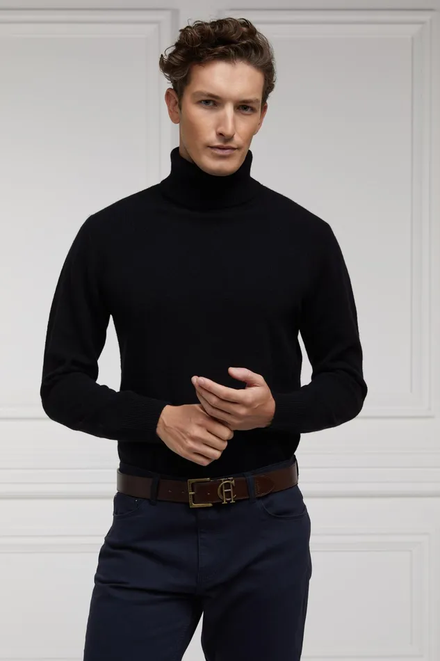 Holland Cooper Byron Roll Neck Knit Black Men Knitwear