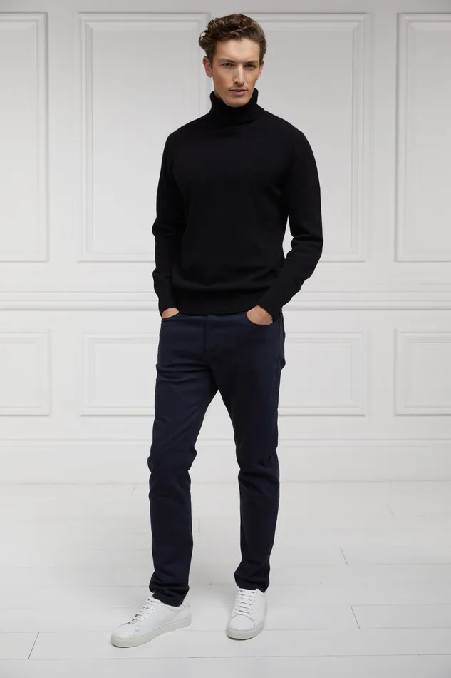 Holland Cooper Byron Roll Neck Knit Black Men Knitwear