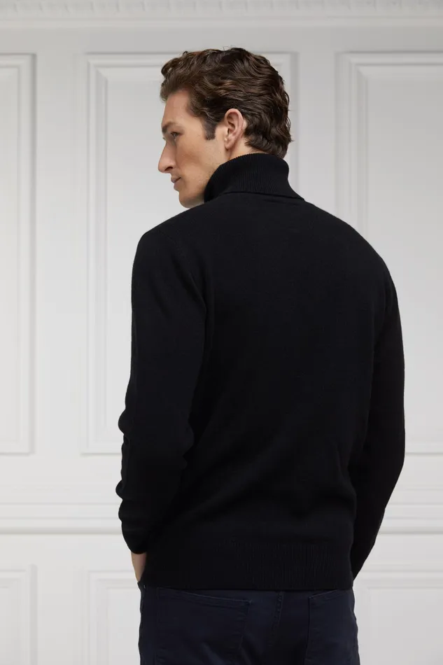 Holland Cooper Byron Roll Neck Knit Black Men Knitwear