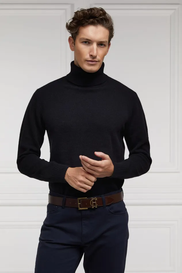Holland Cooper Byron Roll Neck Knit Black Men Knitwear