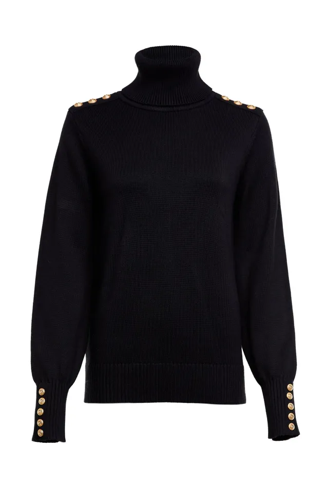 Holland Cooper Chamonix Roll Neck Knit Black Women Knitwear Holland Cooper Chamonix Roll Neck Knit Black Women Knitwear