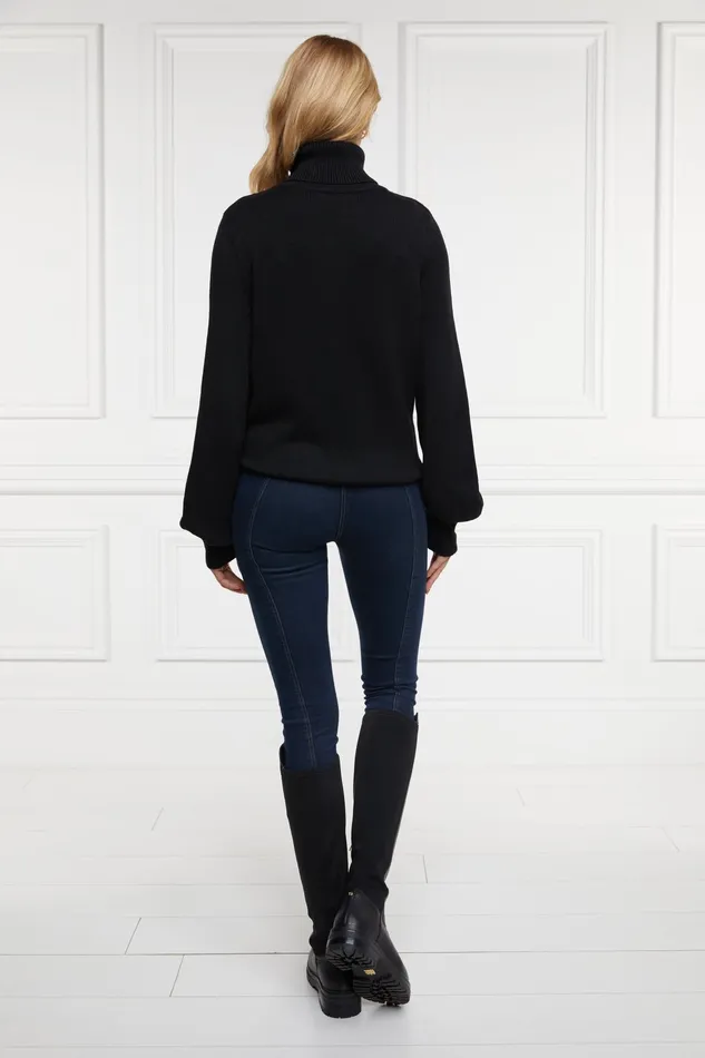 Holland Cooper Chamonix Roll Neck Knit Black Women Knitwear Holland Cooper Chamonix Roll Neck Knit Black Women Knitwear
