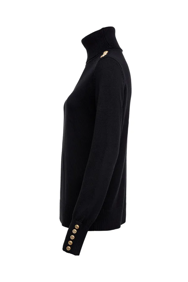 Holland Cooper Chamonix Roll Neck Knit Black Women Knitwear Holland Cooper Chamonix Roll Neck Knit Black Women Knitwear