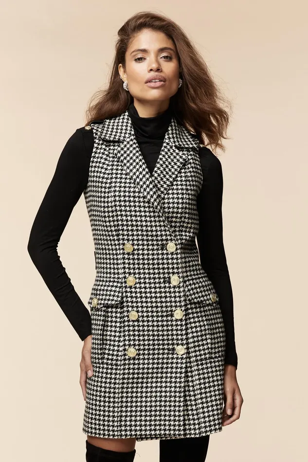Holland Cooper Chelsea Dress Houndstooth Women Tailoring