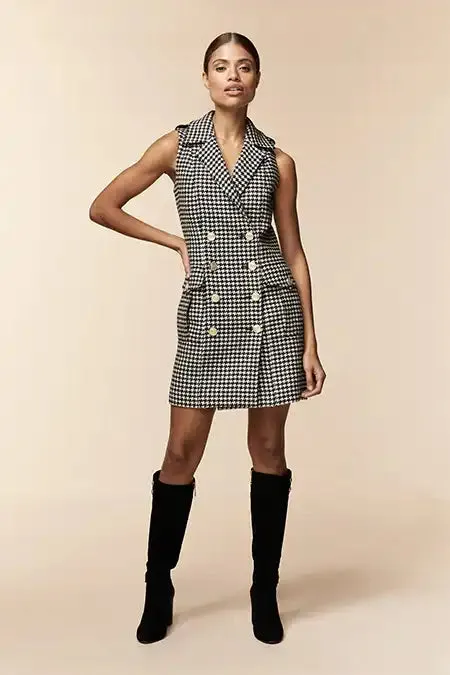 Holland Cooper Chelsea Dress Houndstooth Women Tailoring